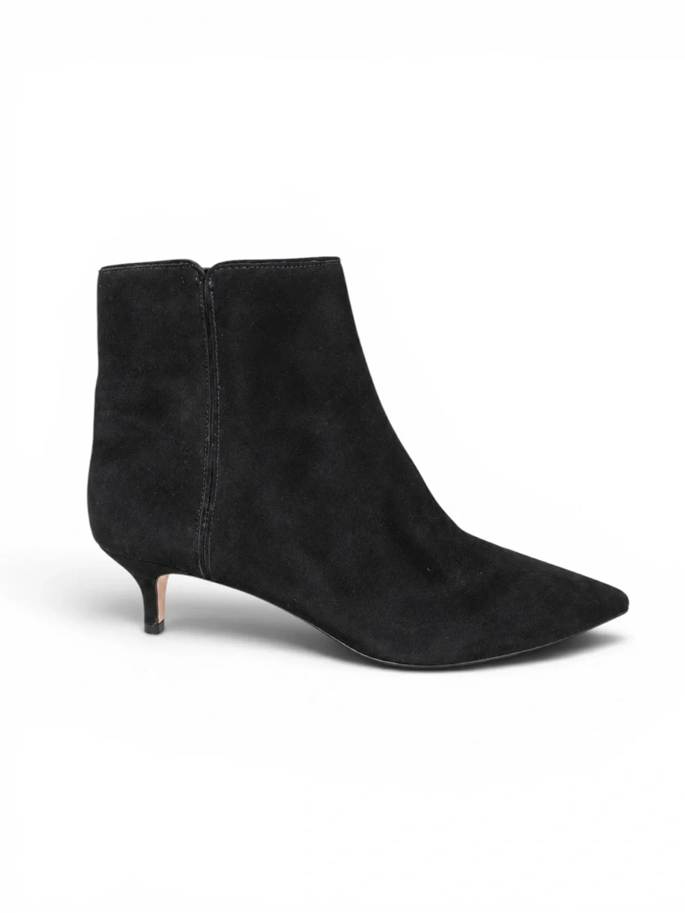 J. Crew Black Suede Pointed Toe Kitten Heel Ankle Boots Leather Women’s 10.5
